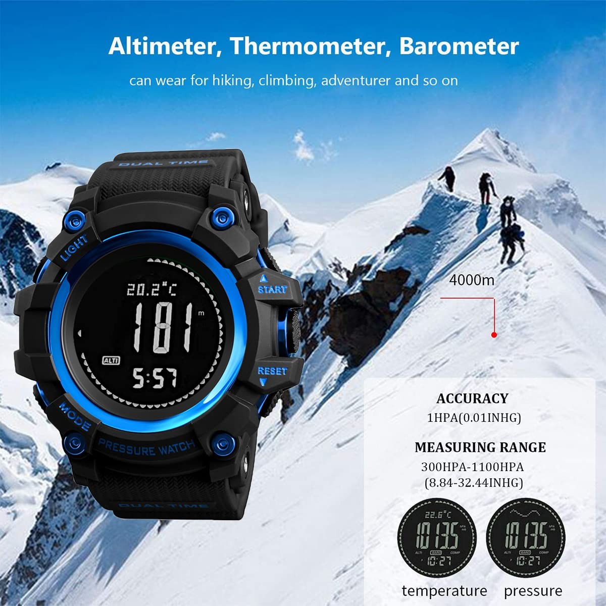 Digital Sport Watch 53mm Compass Altimeter Barometer Pedometer – Waterproof