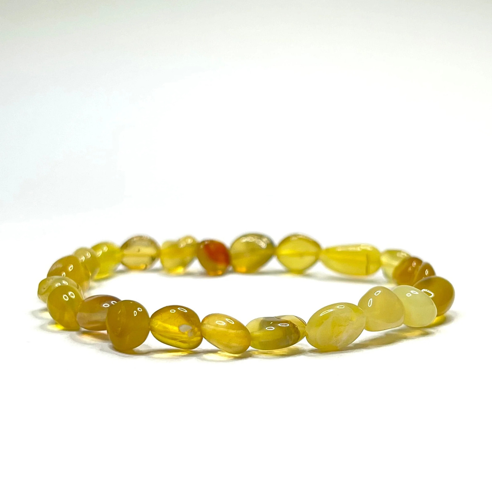Yellow Opal Crystal Bracelet: 6mm Gemstone Beaded Stretch Bracelet