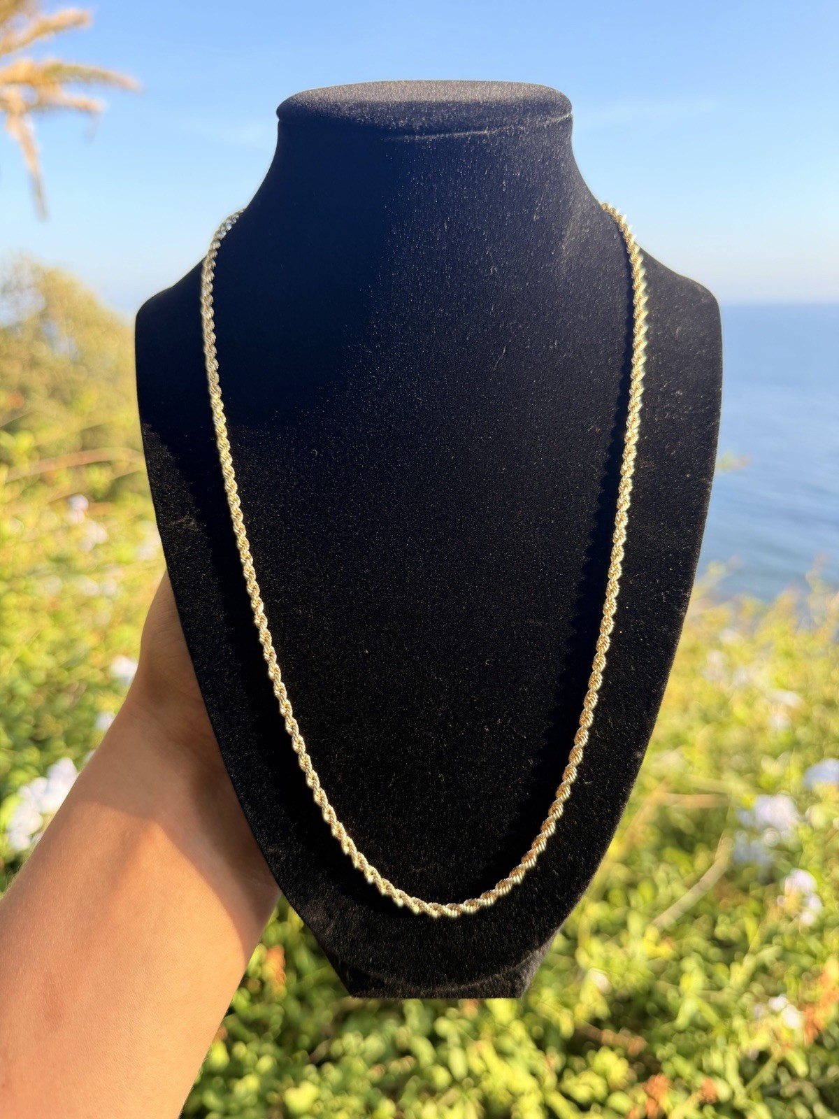14k Rope Chain Tejido Torzal Yellow Gold 22 Inches 100% Oro14k Garantizado