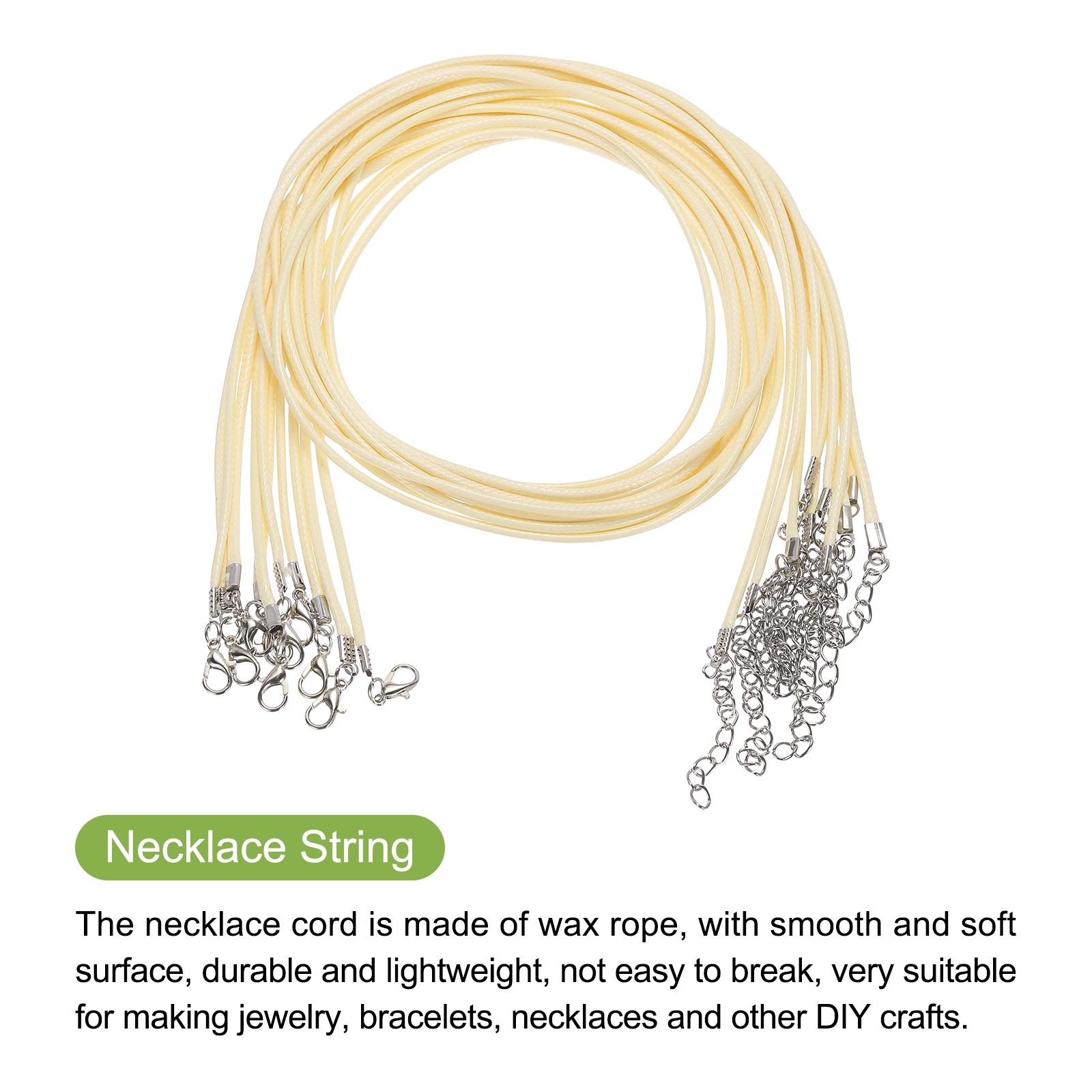 10pcs 24 Inch Waxed Necklace Cord 2mm for Jewelry Making,Cream