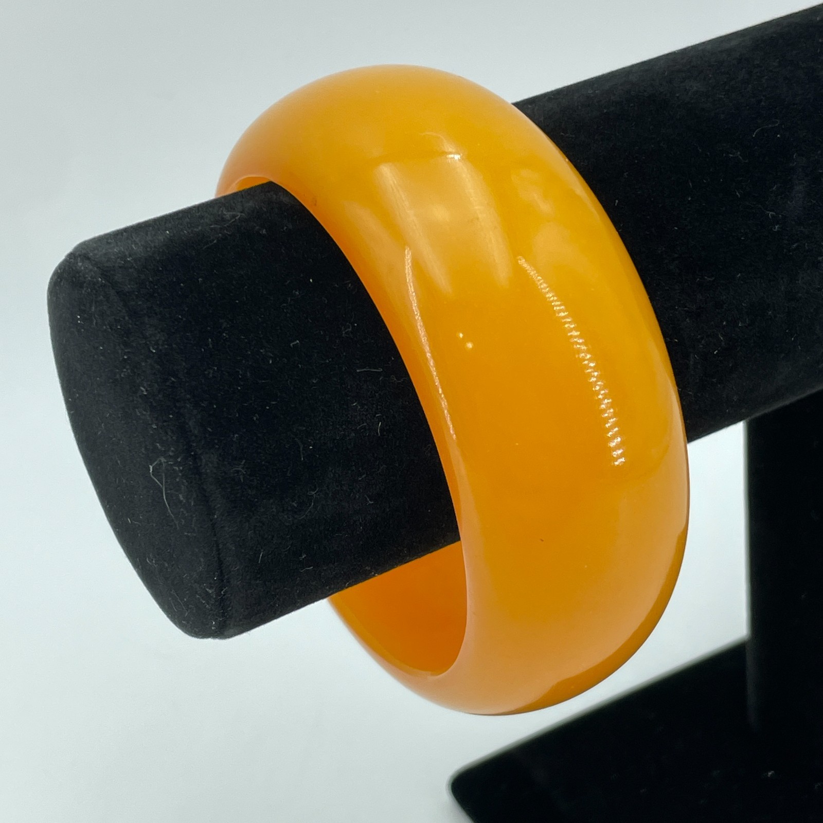 BAKELITE Bangle Bracelet Womens Mustard Yellow Art Deco MCM Chunky Wide 1.25in
