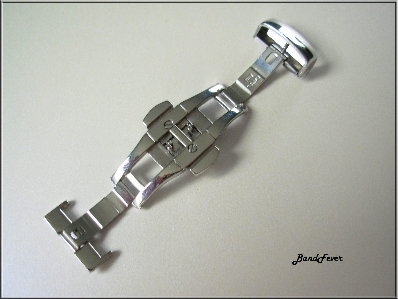 18mm Silver Polish Stainless Steel Butterfly Deployment Clasp Buckle Push Button