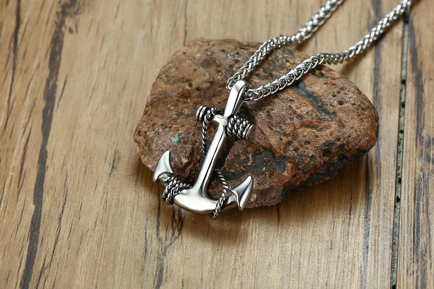 Sea Anchor Pendant Necklace Men Punk Rock Hip Hop Jewelry Gift