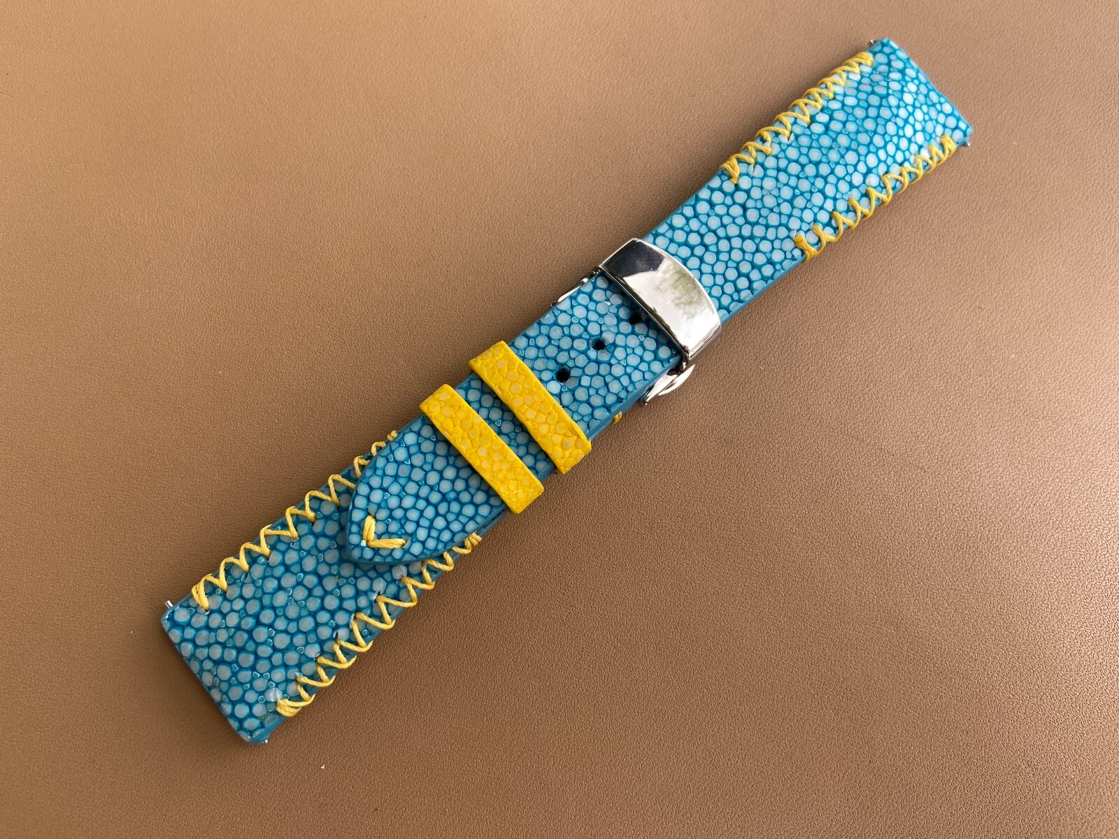 Blue Stingray Leather Watch Strap Band, Size 18mm 19mm 20mm 21mm 22mm 24mm 26mm