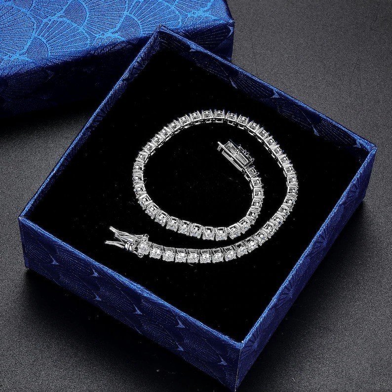 Lab Grown DEF/VVS-VS Diamond Unique Tennis Bracelet 14k Gold For Engagement