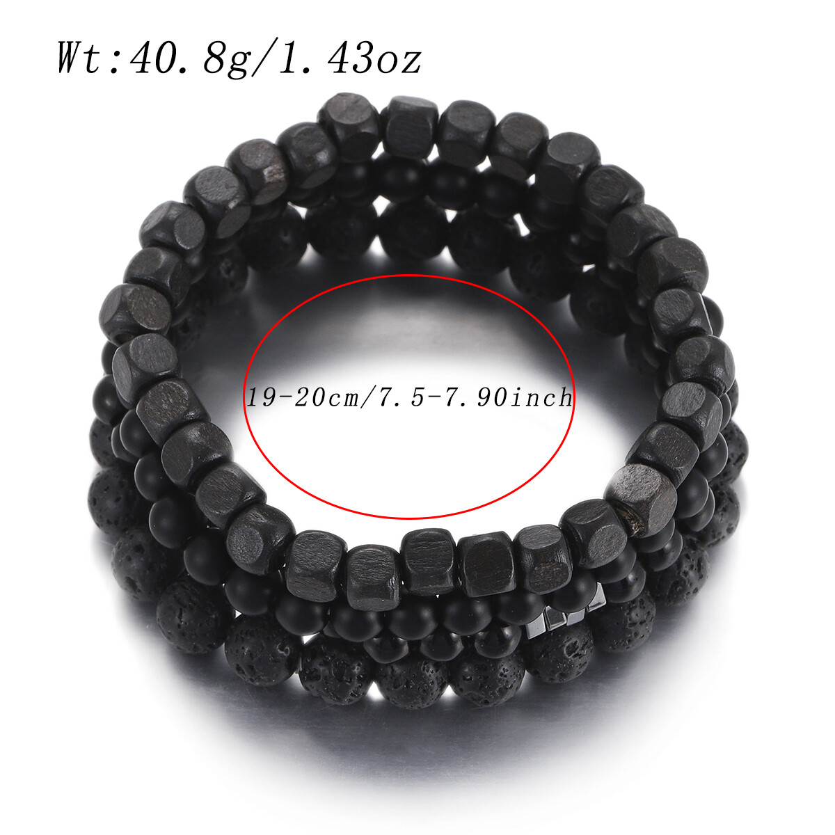4pcs/Set Casual Style Black Lava Bead Bracelets For Daily Wear Women Men Gift US