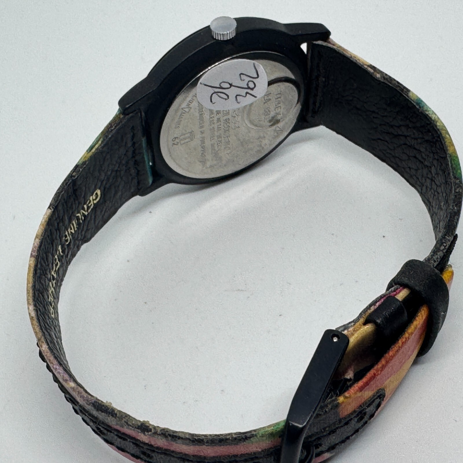 VTG Timex Quartz Watch Heavy Petal Unisex Black Resin Flower Analog New Battery