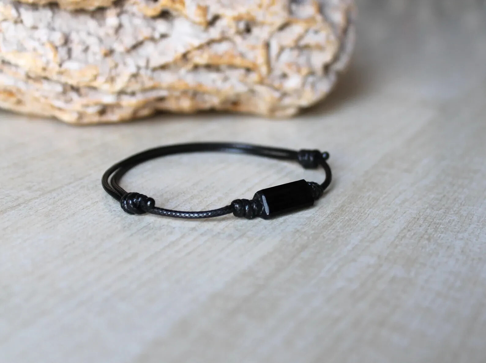 Raw Black Tourmaline Bracelet Healing Jewelry EMF Protection Men Women Gifts