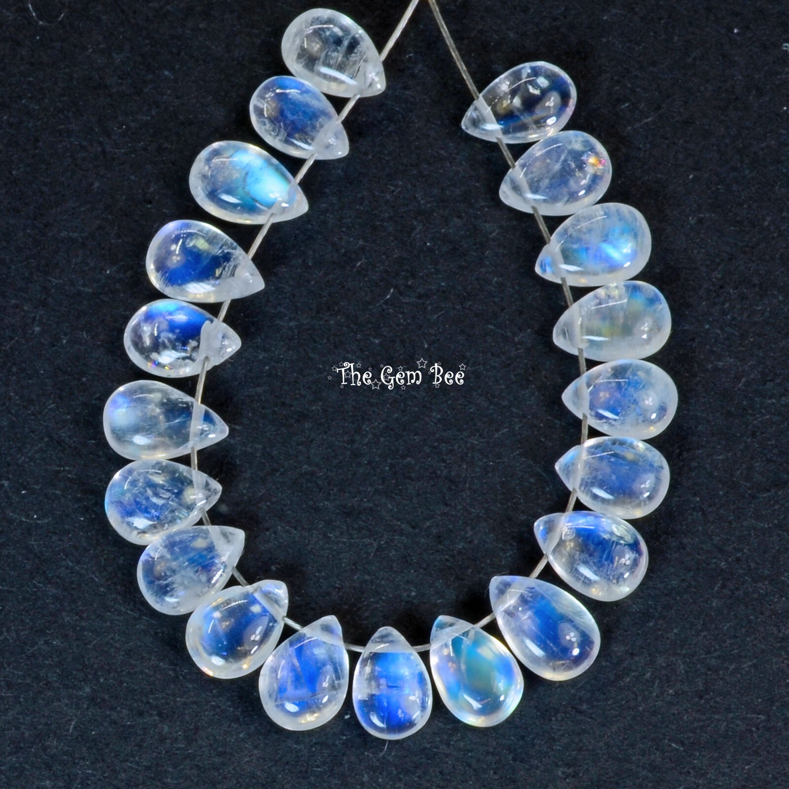 15 Carat Rainbow Moonstone Smooth Pear Briolette Bead (20)