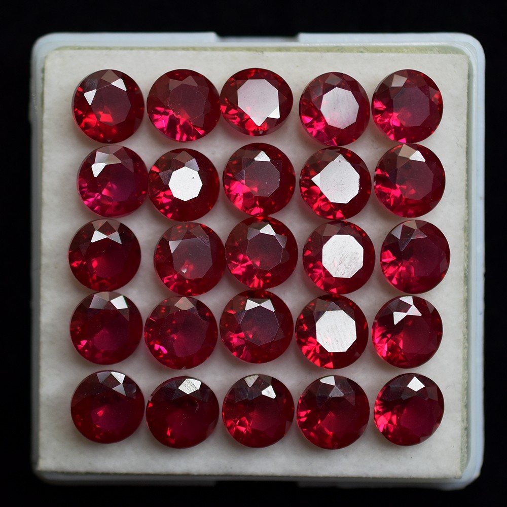 Certified Natural Blood Red Ruby Round Cut 12.00 Ct 5×5 mm Lot Burmese Gemstone