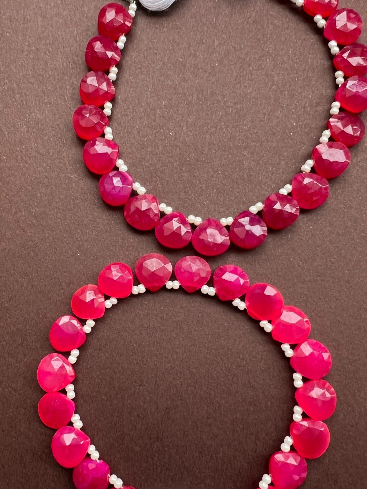 Hot Pink Chalcedony Faceted Pear Briolette Beads 1Strand 8-9mm Teardrop Gemstone