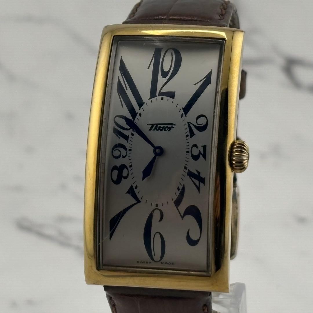 Tissot Heritage Banana Z181 White Dial 27mm Quartz Watch Brown Leather Strap