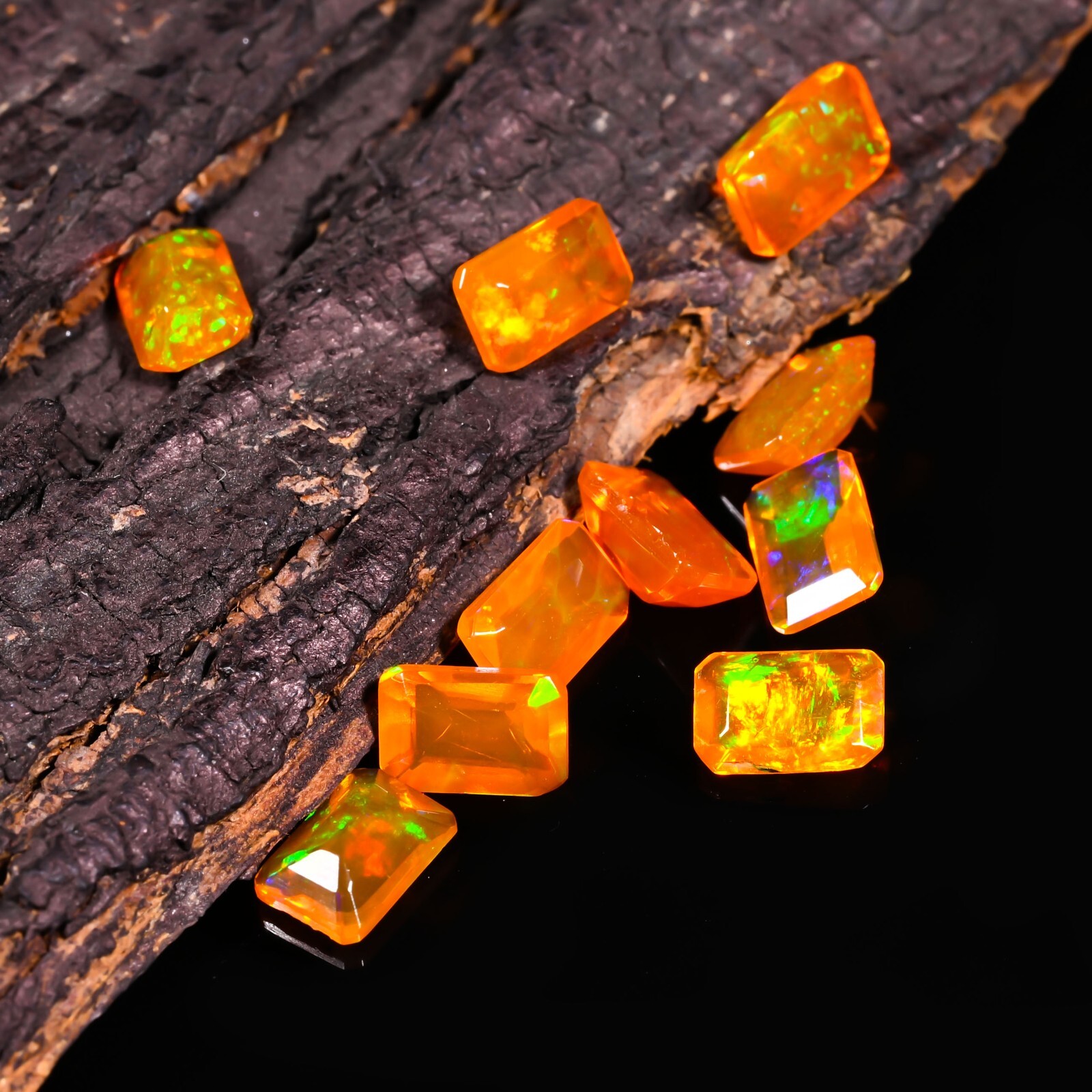 Natural Orange Ethiopian Opal 3.10 Ct Faceted Octagon Lot Loose Gemstone 6X4X3 M