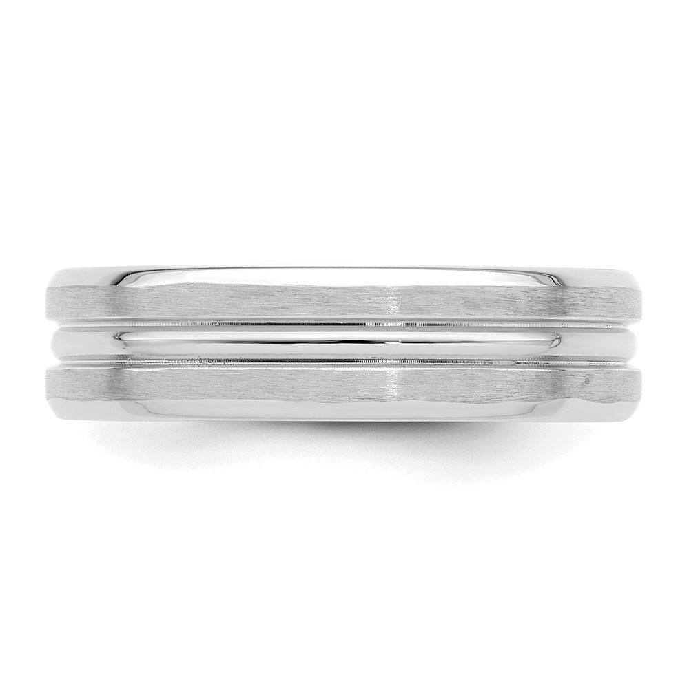 14k White Gold 6mm Lightweight Satin with Center Groove Wedding Band Ring Sz 11
