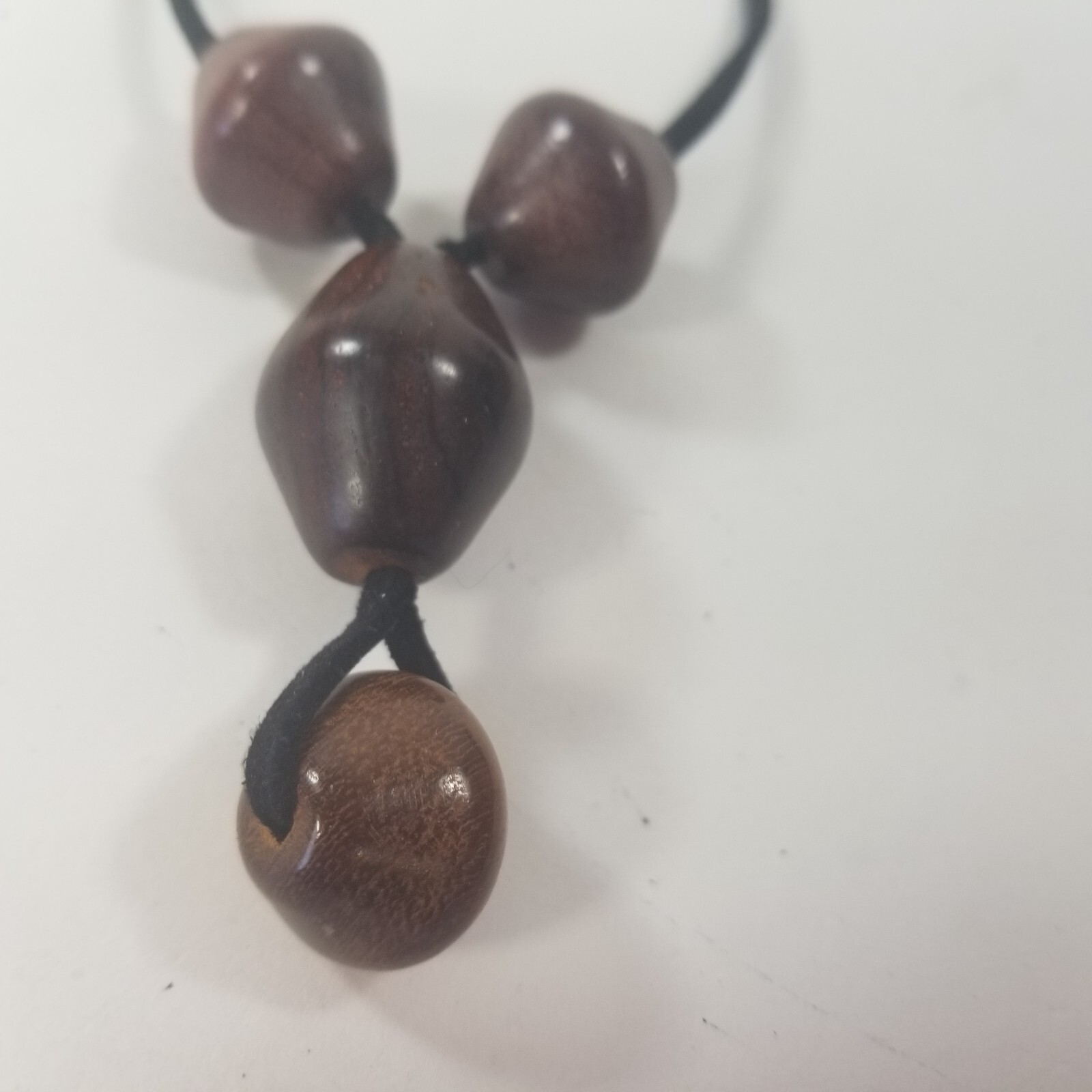 VINTAGE RARE CHUNKY NATURAL WOOD GRAIN BEADS BOHO NECKLACE
