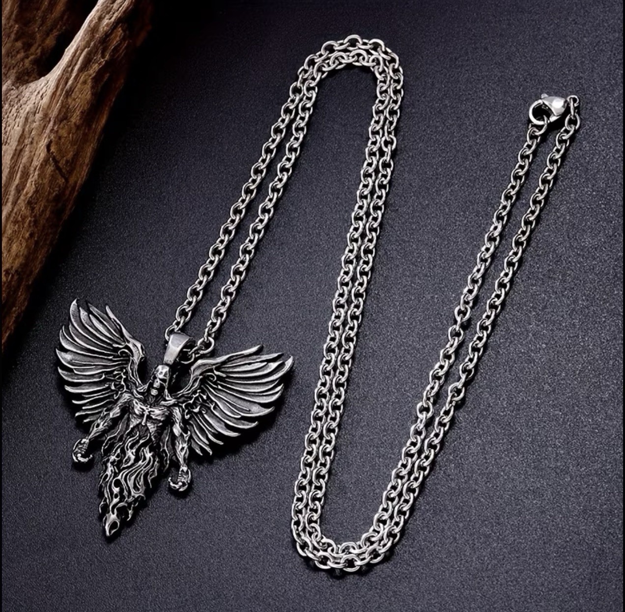 Men’s 316L stainless steel necklace with “Messenger of Hell” pendant, 60cm Chain