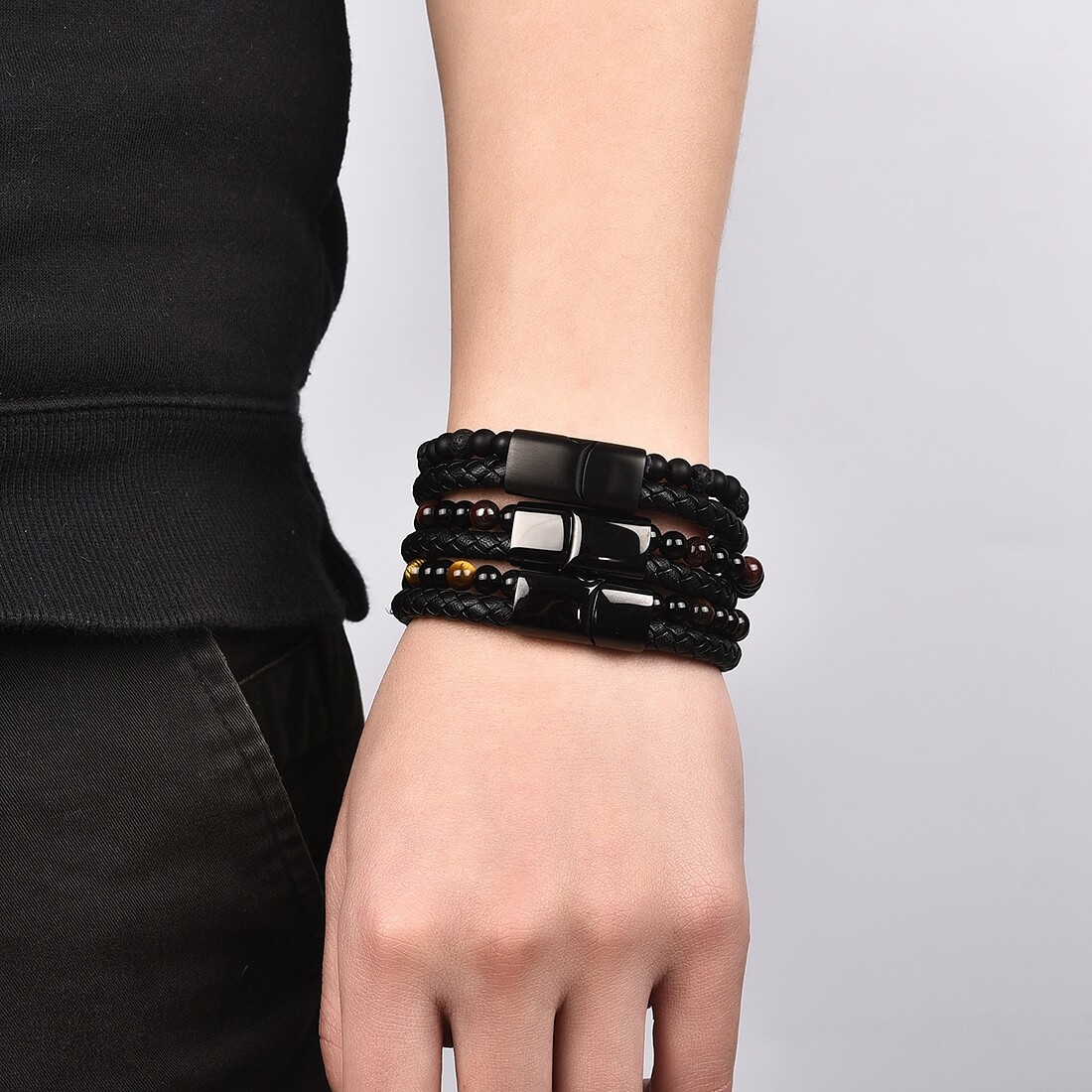 10Pcs Wholesale Lots Bulk Random Punk Men Women Couple Leather Bracelet Jewelry