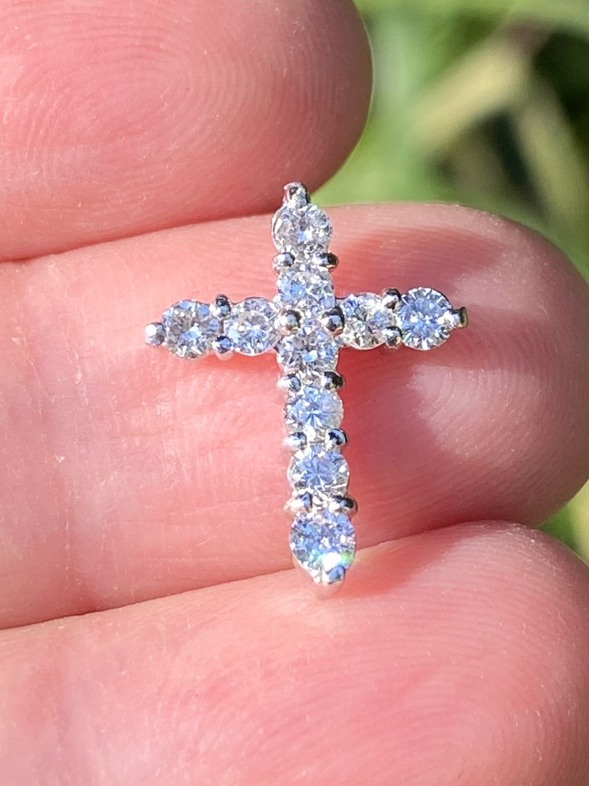 Platinum 0.50CTW 100% Natural Round Diamond Cross