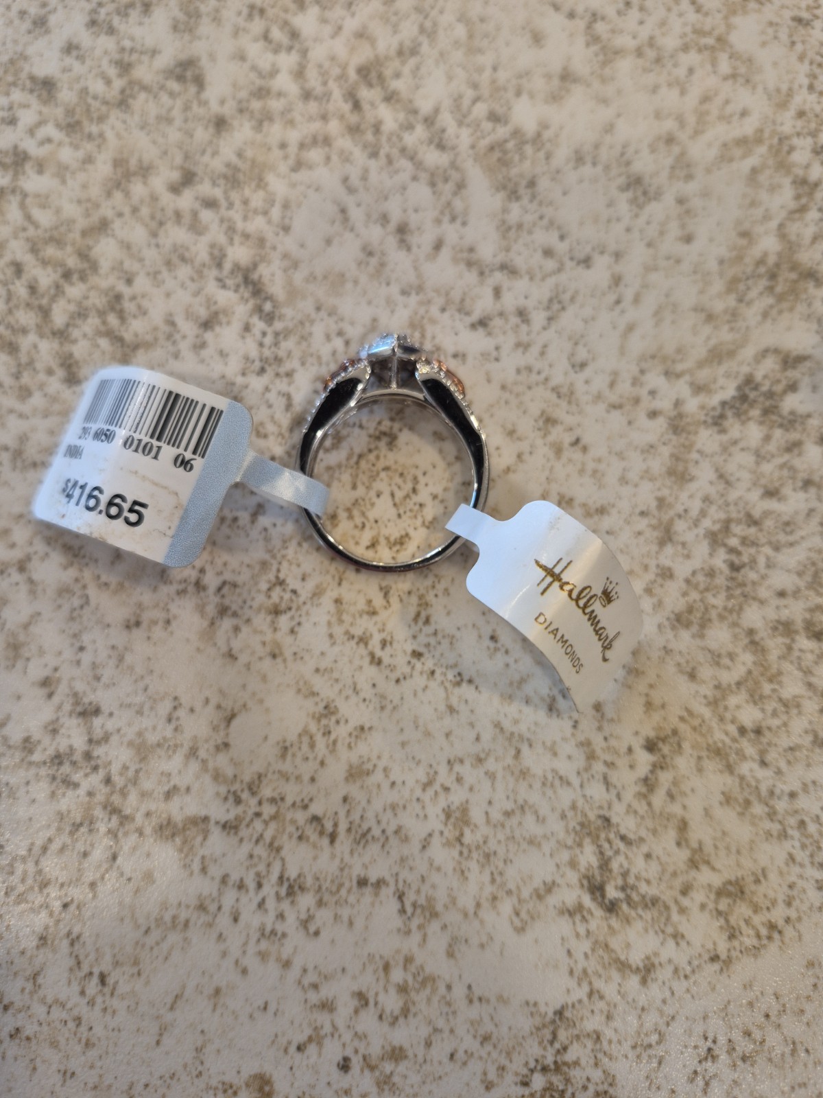 NEW WITH TAGS. Hallmark Size 6 Women’s Ring SS/14KROS Rose Over Silver