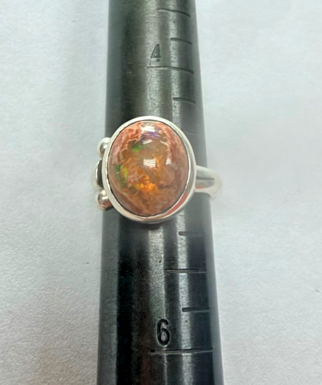 Sajen Sterling Silver Ring (Size 5) with Opal [076DUW]
