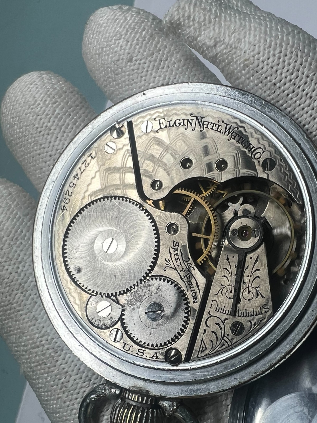 57. Elgin Y 1907 pocket watch 16s 7 J G 291model 7 Class 110 running