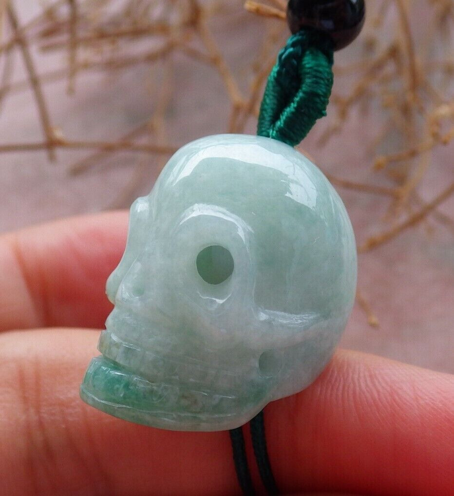 Video Certified Green Natural A Jade jadeite pendant Human Skull Head 骷髅头 408160