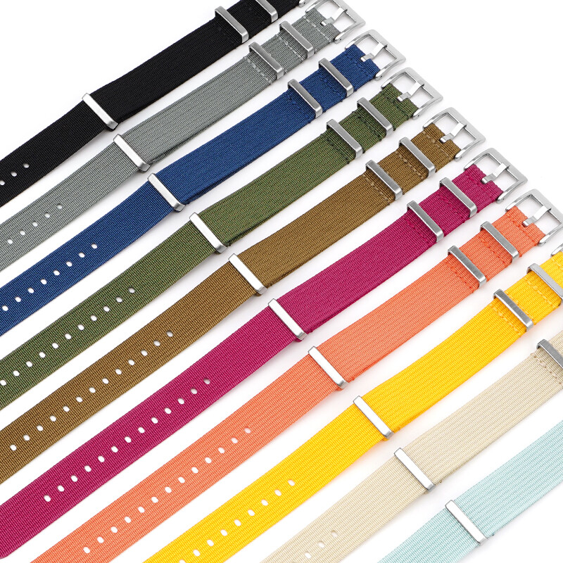 20mm Sport Bracelet Watch Strap Retro One-Piece Long Watchband Weave Nylon Bands