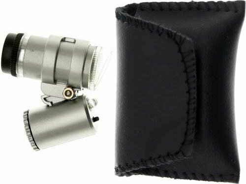 10pc 45X Mini LED + UV Illuminated Pocket Microscope Loupe Currency Coin Jewelry