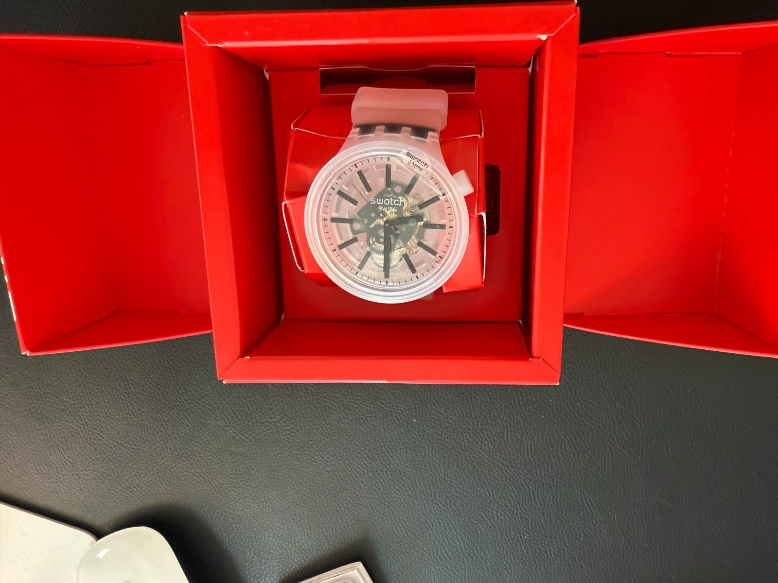 New Limited Swiss Swatch clear JELLY Clear Strap Clear/Black 47mm
