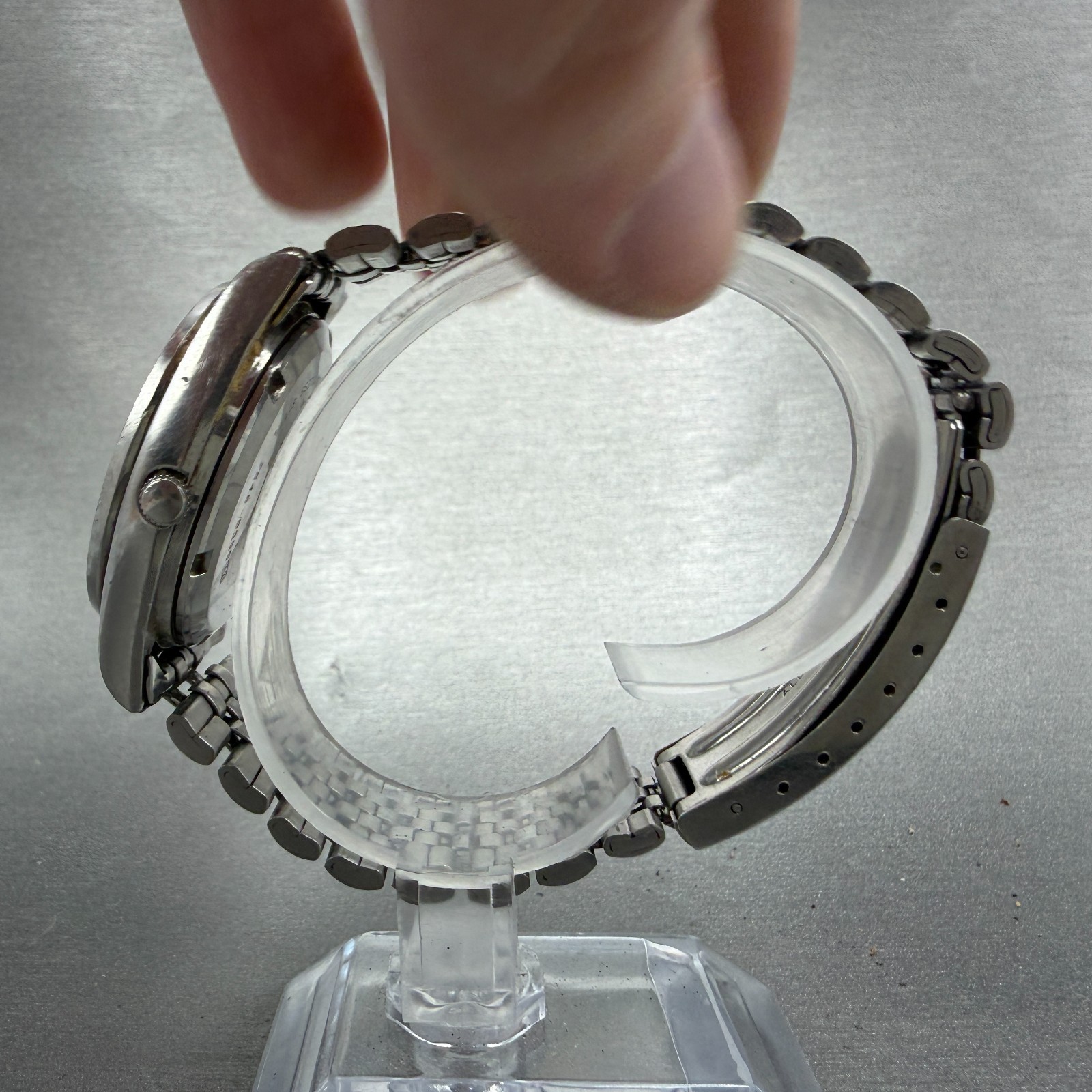 Seiko SQ Watch Men 35mm Silver Dial Silver Tone Daydate Round 7456-8399 PARTS
