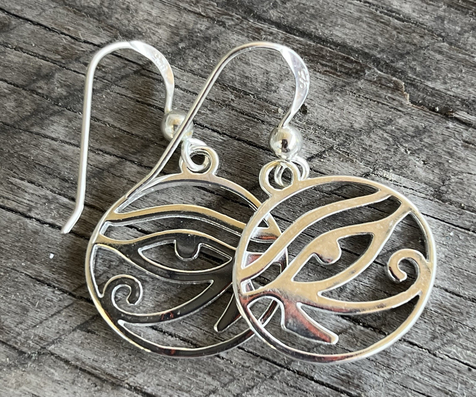NEW 925 Peter Stone Egyptian Eye of Horus Dangle Earrings Sterling Silver
