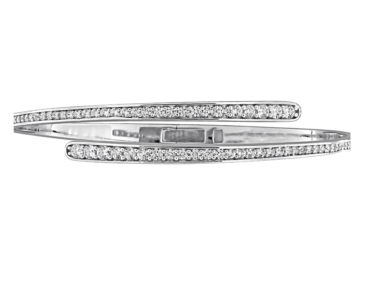 1.66 Carat (ctw) Lab-Created White Sapphire Bangle Bracelet Wrap Sterling Silver