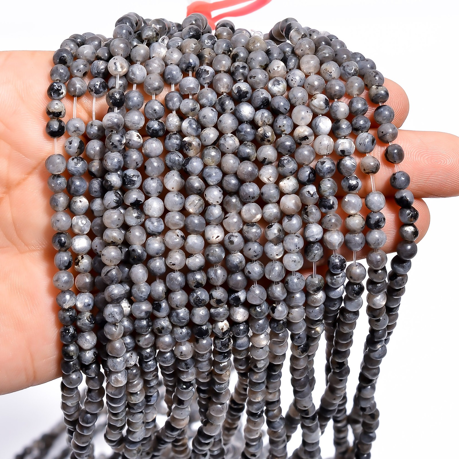 Natural Larvikite Gemstone Round Shape Smooth Beads 4X4.5 mm Strand 15″ UGB593