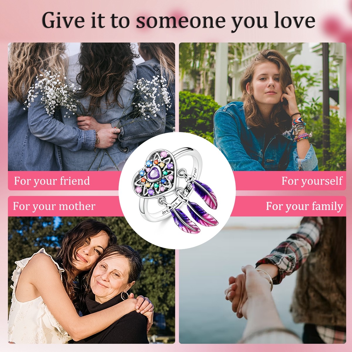 LAZA Original 925 Sterling Silver Dreamy Heart Dream Finger Ring Women Jewelry
