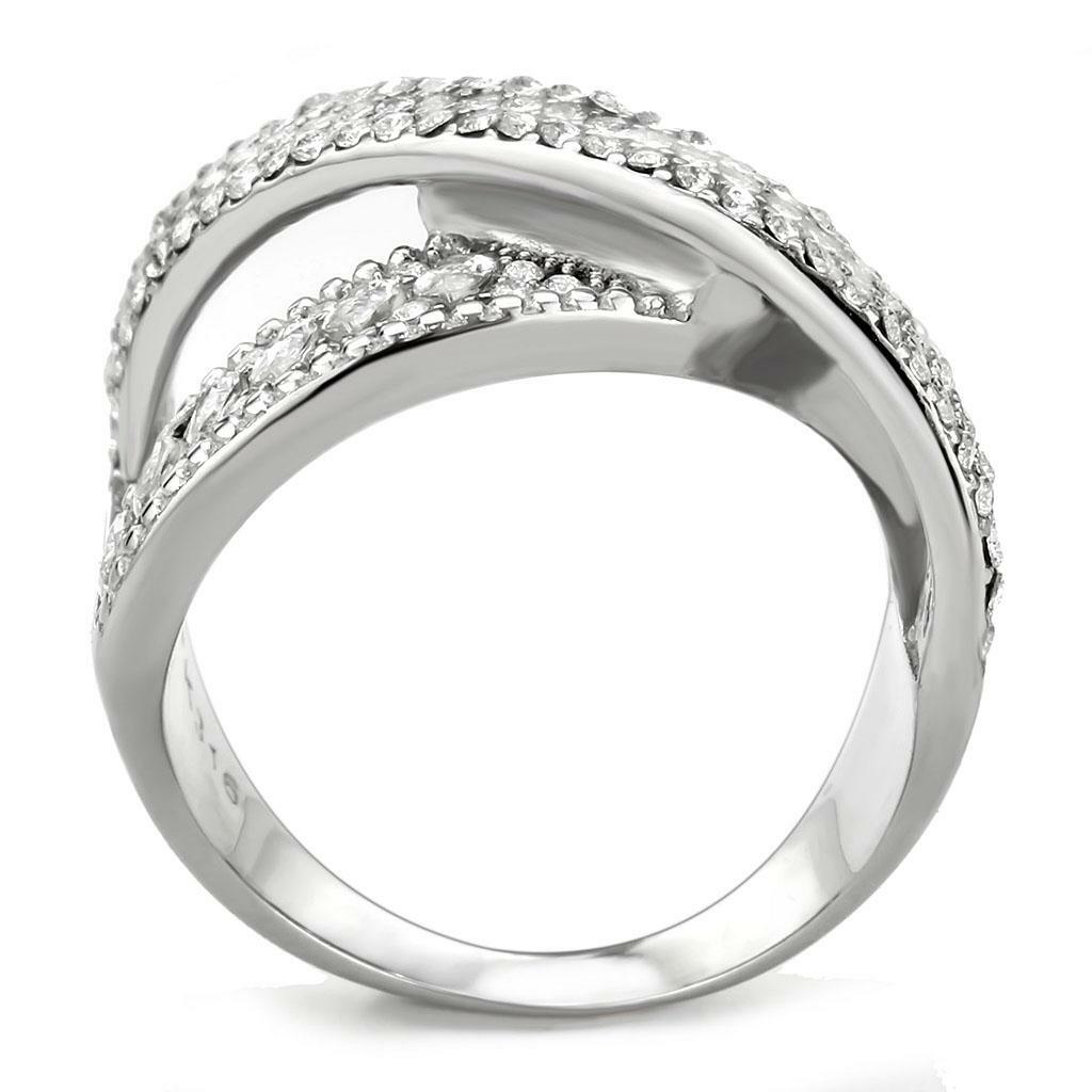 DA361 – High polished (no plating) Stainless Steel Ring with AAA Grade CZ in