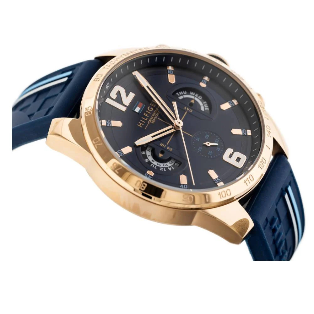 Tommy Hilfiger 1791474 Men’s Rose Gold Blue Band Blue Dial Watch 46mm