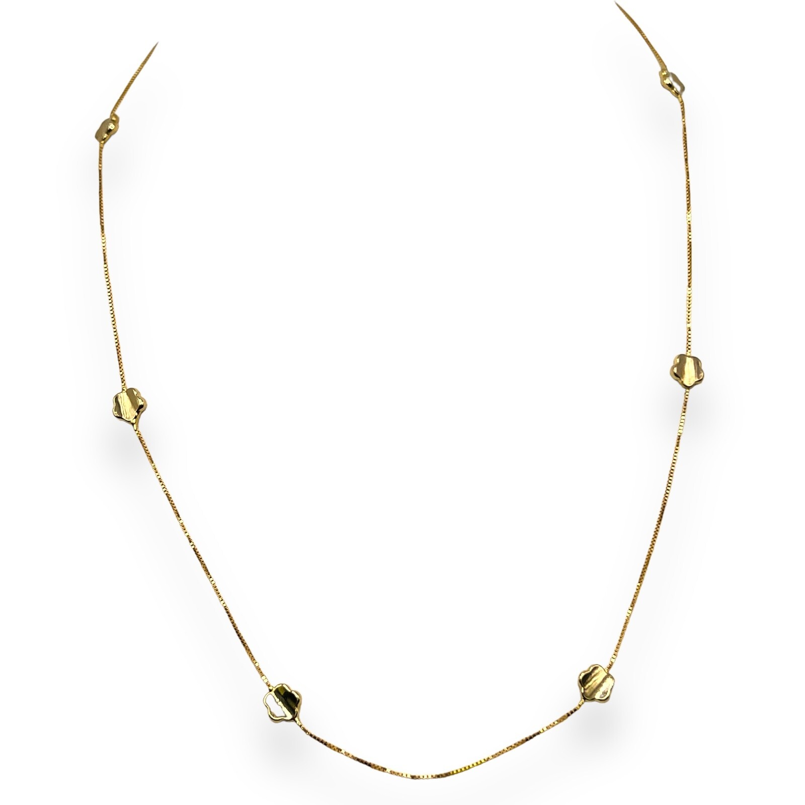 14K Solid Real Yellow Gold Tin Cup Chain Necklace 16″
