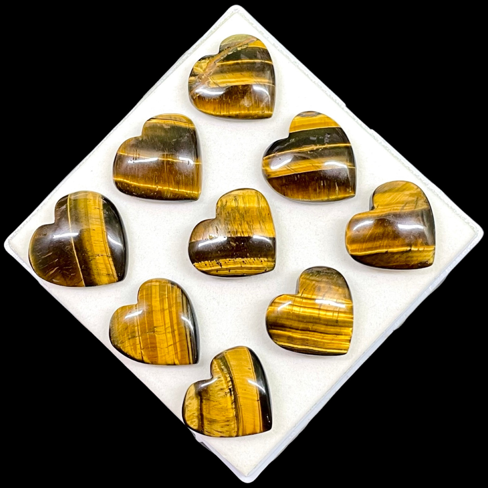 9 Pcs Natural Tiger Eye 22-25mm Huge Heart Shape Pendant Size Gemstones Lot