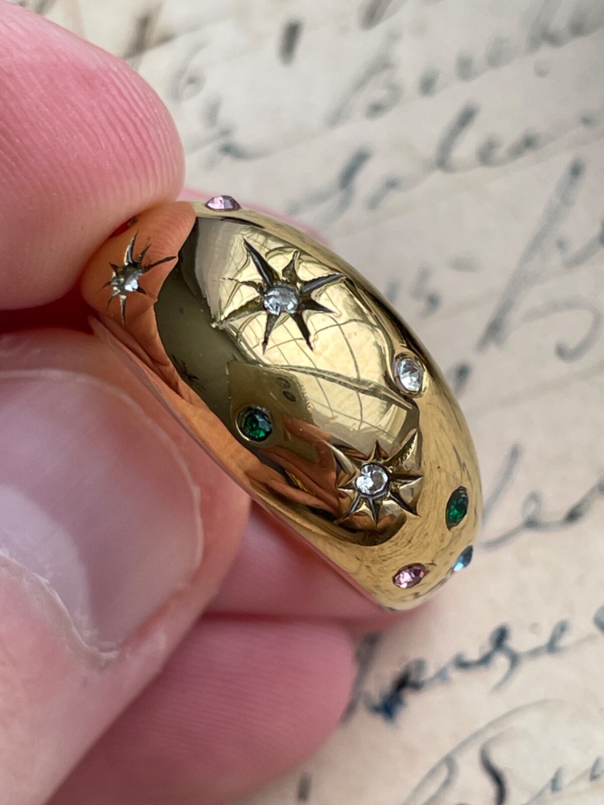Beautiful Vintage Estate Styled Starburst Ring Beautiful Stones! WOW! Sz 7!!!