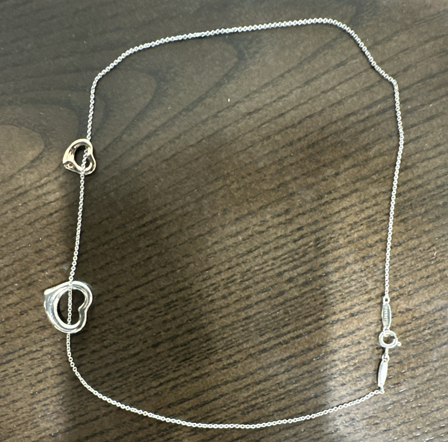 Tiffany & Co. Elsa Peretti Open Double Heart Gold Silver Pendant Necklace $1400