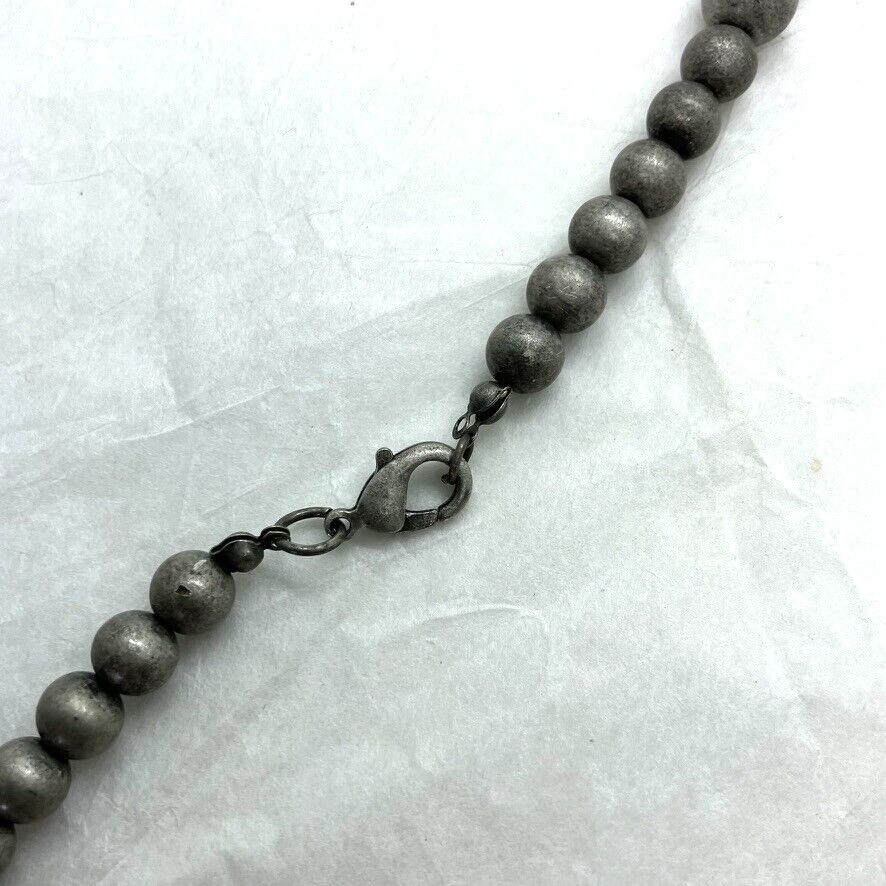 Afghan vintage necklace oxidised black metal heavy Bohemian style 82cm unusual