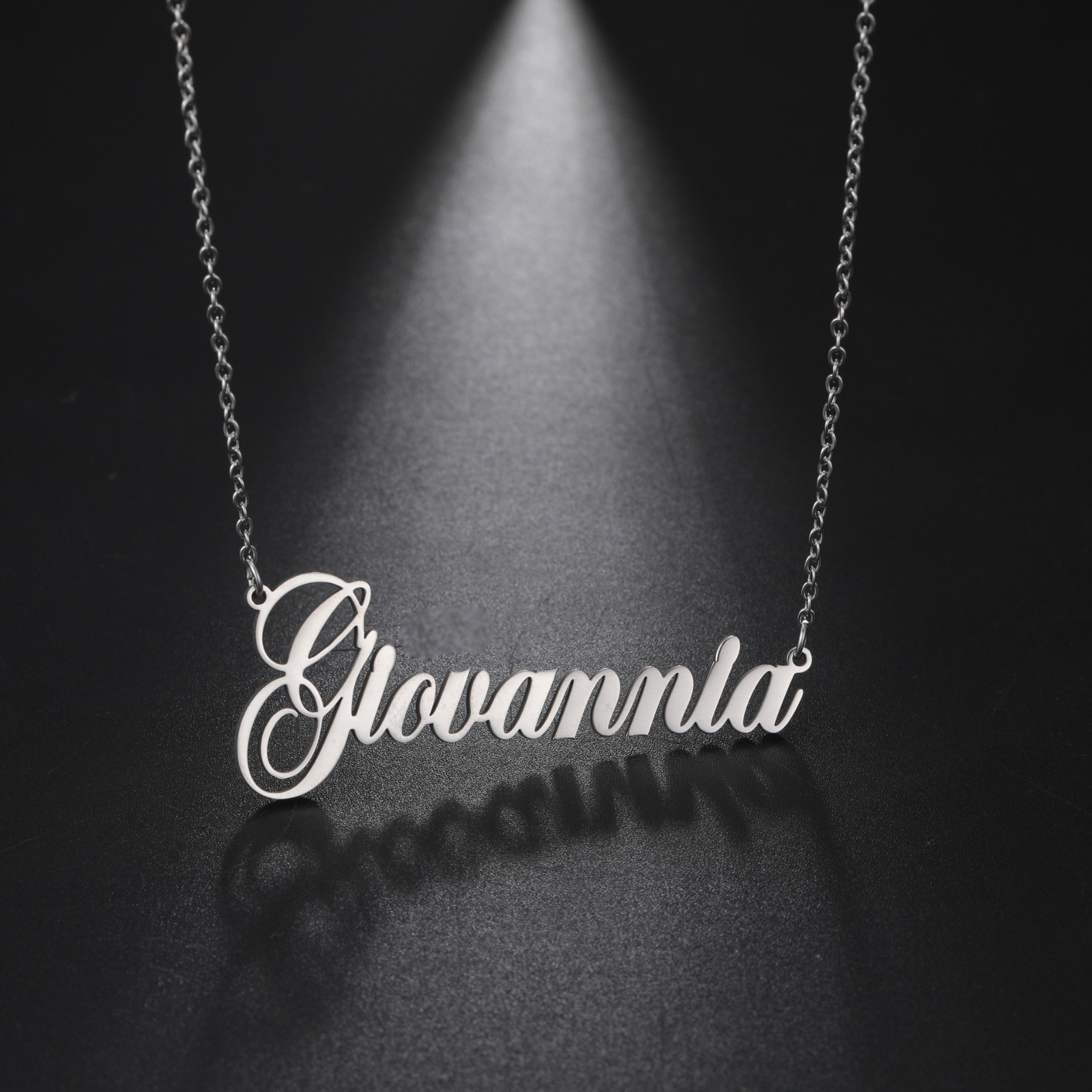 Personalized Name Necklace – Custom Script Pendant, Stainless Steel, Elegant Gif