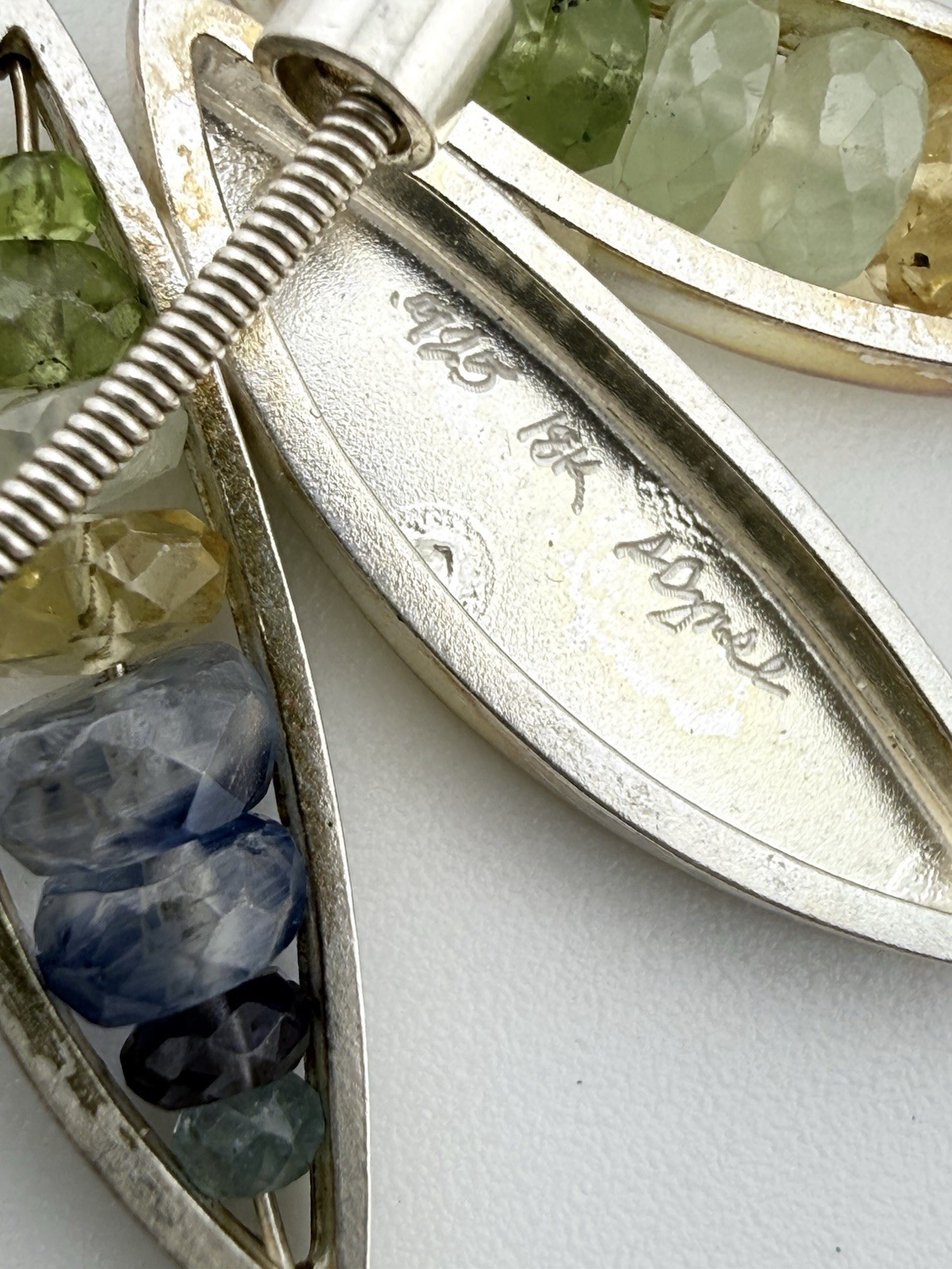ASHKA DYMEL 925 18K MULTISTONE “FOUR LEAVES” ORGANIC COLLECTION NECKLACE K866D