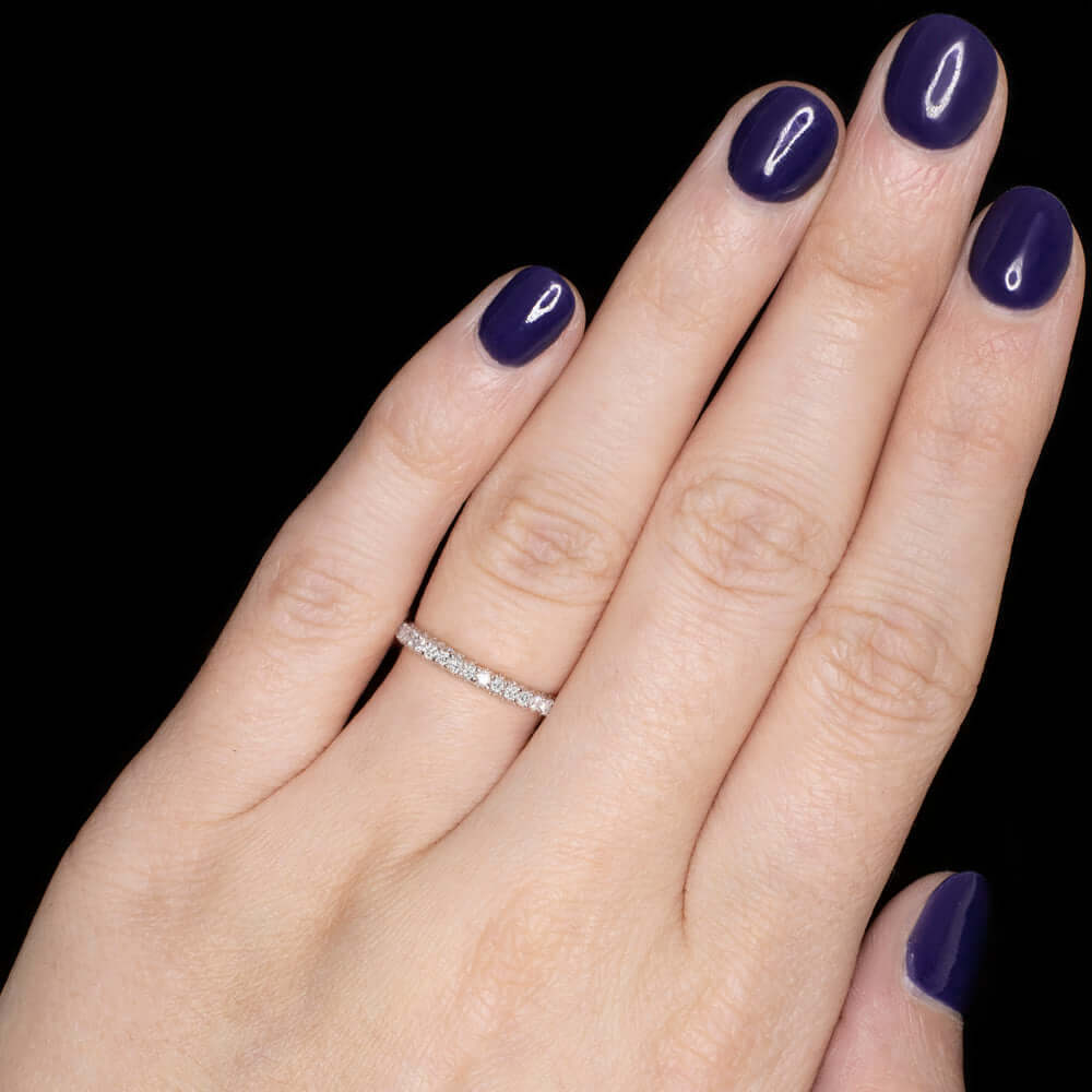 1.4ct VERY GOOD CUT DIAMOND WEDDING BAND THREE SIDED ETERNITY RING ROUND NATURAL