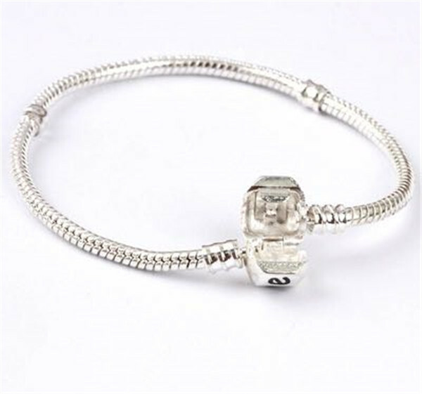 18cm-21cm Silver Plated Snake Chain Link Bracelet Fit European Charm Bracelet