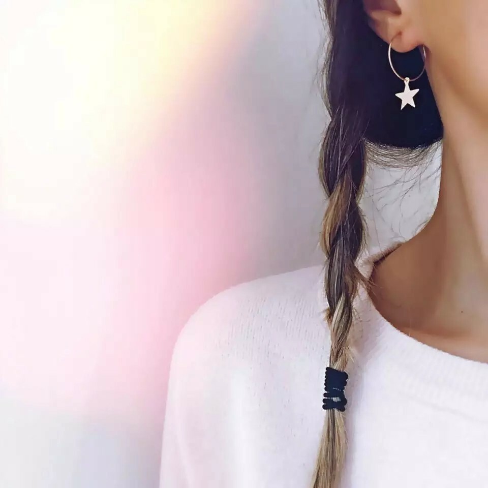 New Fashion Earrings Simple Gold Silver Color Circle Star Stud for Women Jewelry