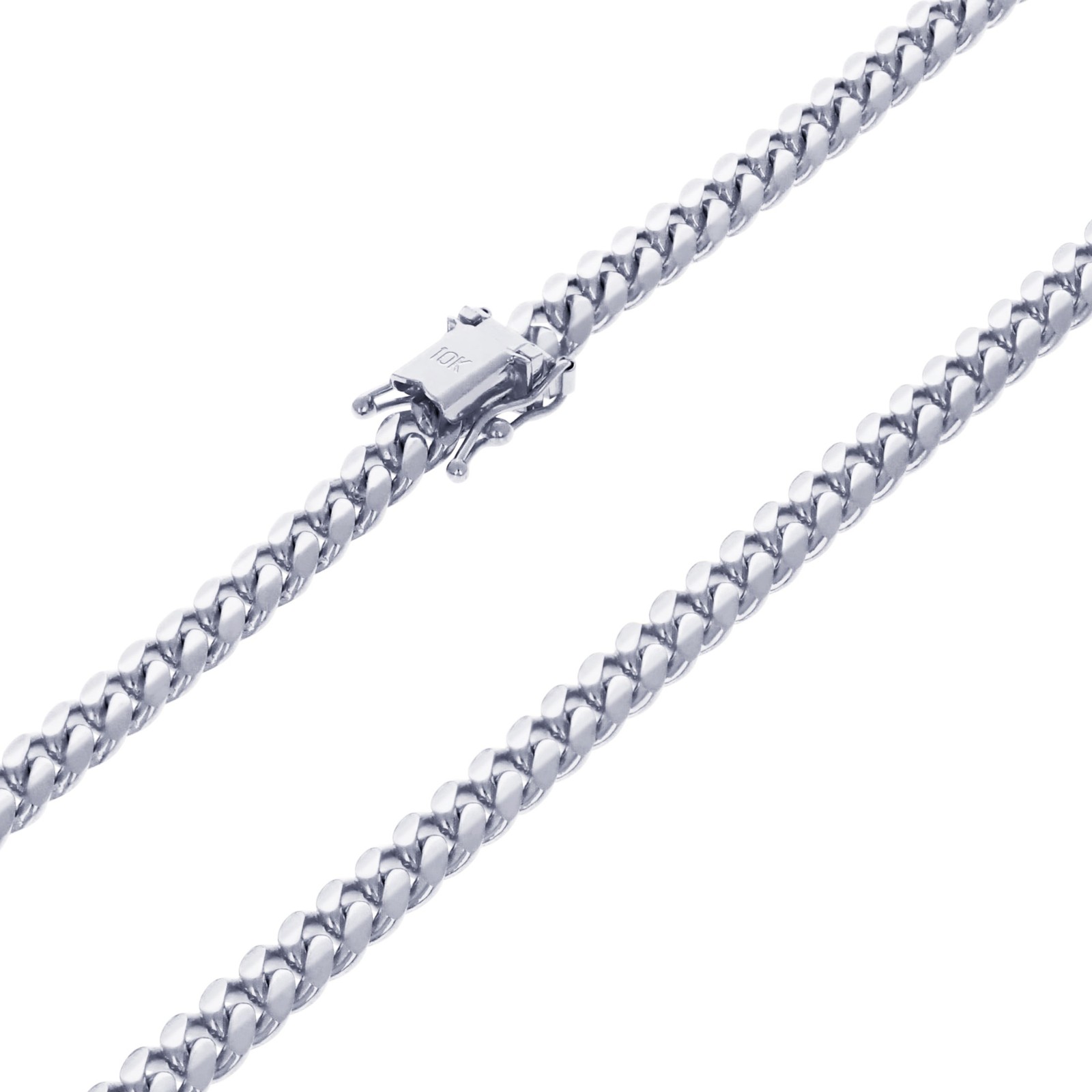 10K White Gold Solid 5mm Mens Miami Cuban Link Chain Bracelet 7″ 7.5″ 8″ 8.5″ 9″