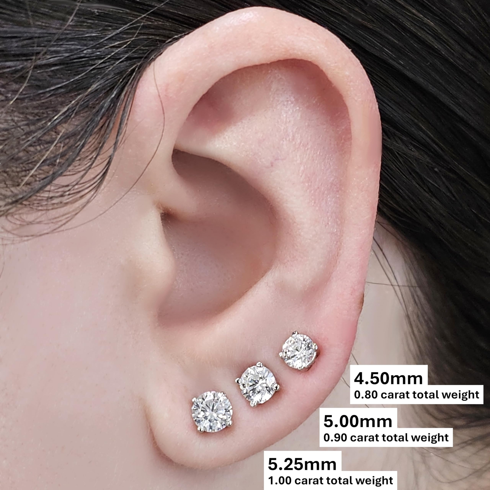 14K Gold Post & Sterling Silver 4 Prong Stud Earrings Pure Brilliance Zirconia