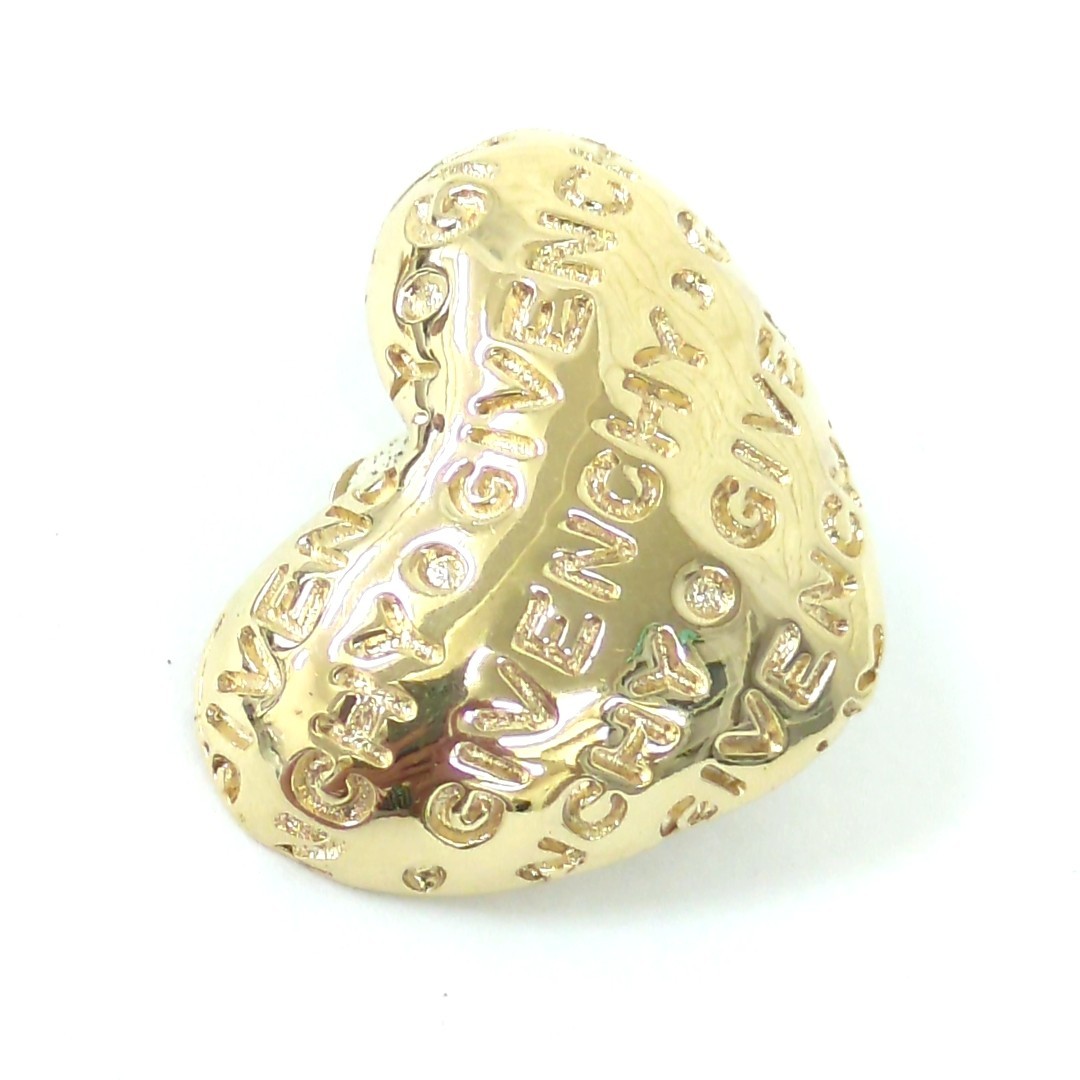 Vintage Givenchy Gold Tone Heart Clip On Earrings Bijoux Logomania 03772301