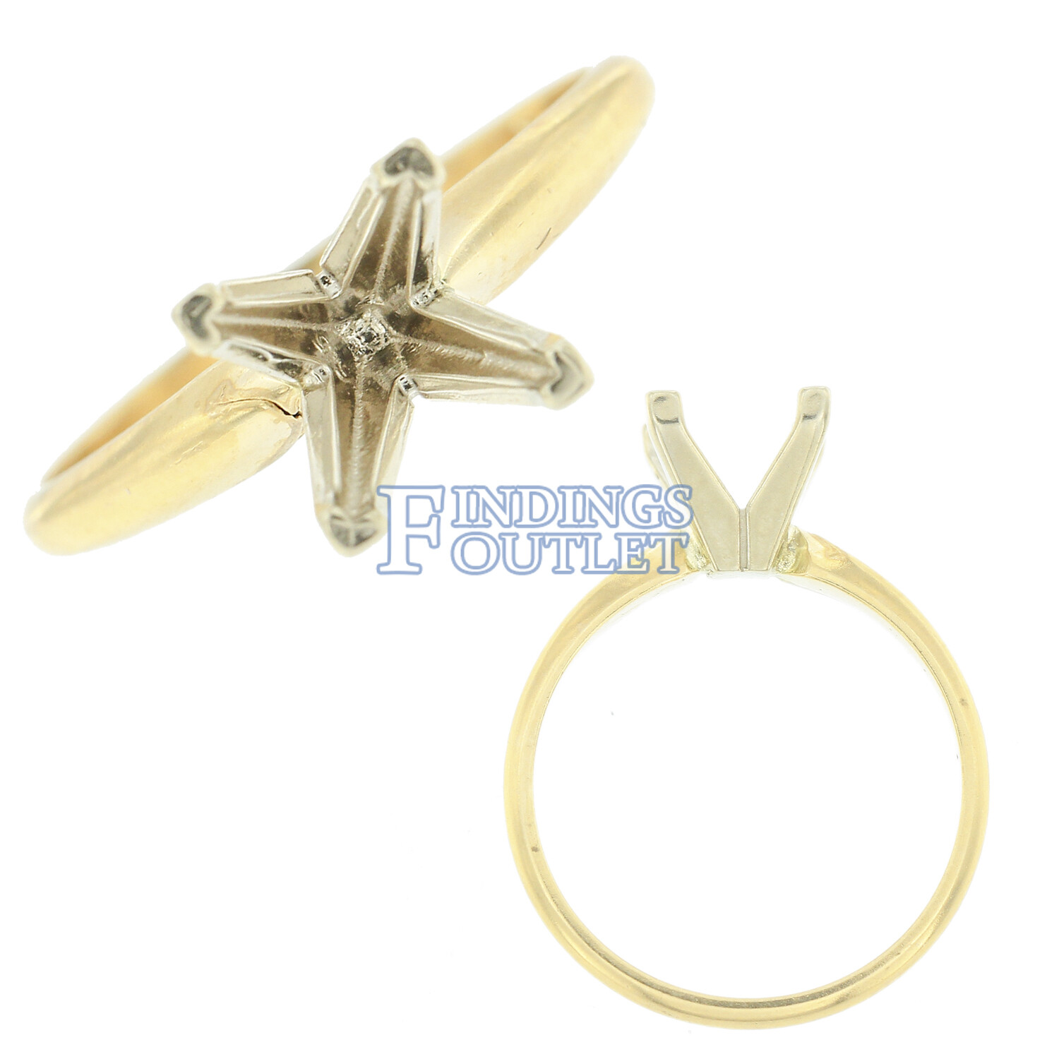 14K Yellow Gold Princess Engagement Solitaire Ring 4Prong Mounting Solid Setting